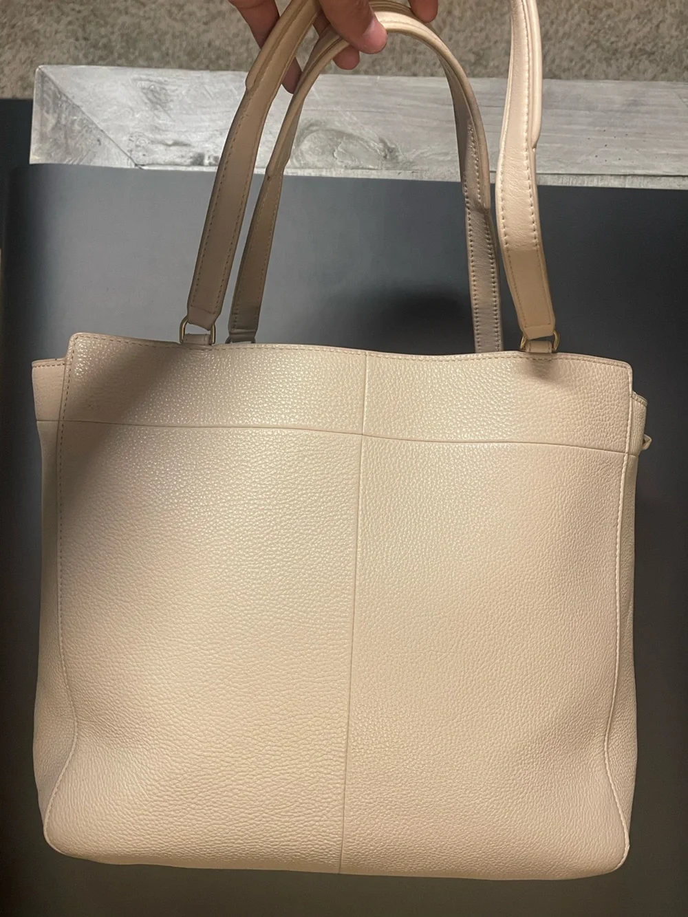 Tory Burch Ivy Side-Zip Leather Tote in Light Oak Pebbled Leather